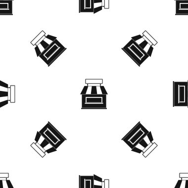 Dükkan bina cephe desen sorunsuz siyah