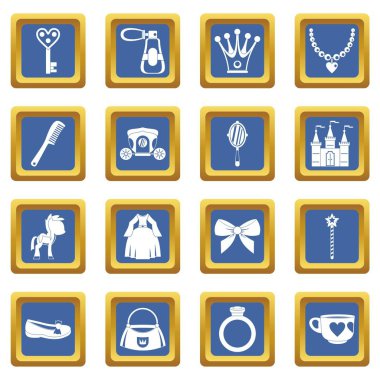 Mavi bebek Prenses öğeleri Icons set