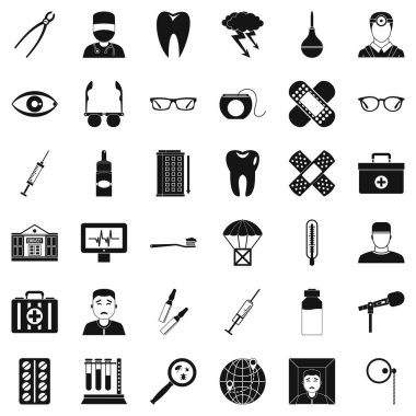 Tıp Icons set, basit tarzı