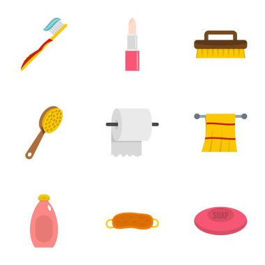 Hijyen Icons set, düz stil