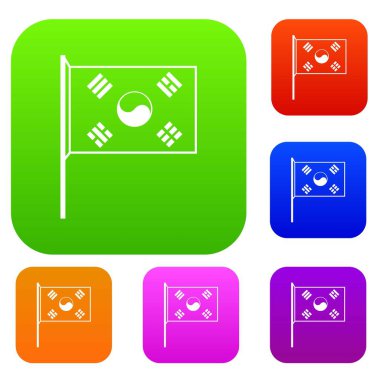 Güney Kore bayrağı koleksiyonu ayarla