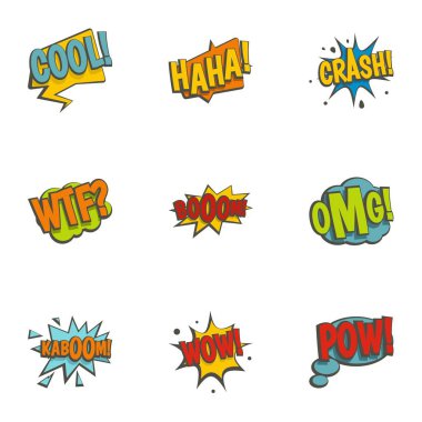 Bulutlar trendy metin simgeleri ile ayarla, stil düz