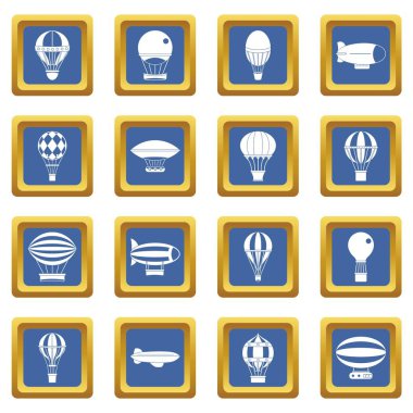 Retro uçak simgeleri mavi ayarla balonlar