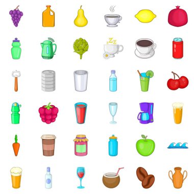 Meyve içki Icons set, karikatür tarzı