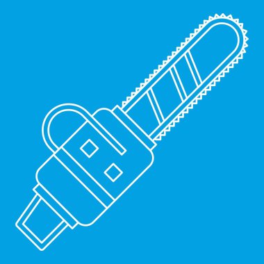 Testere simgesi mavi anahat tarzı vektör illüstrasyon izole. İnce çizgi işareti