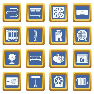 Isıtma soğutma hava simgeleri mavi ayarla