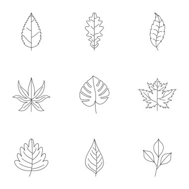 Yaprak siluet simgeler kümesi, anahat stili