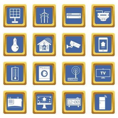 Akıllı ev simgeleri mavi ayarla