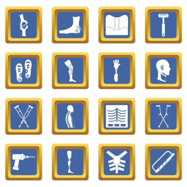 Ortopedi protez simgeleri mavi ayarla