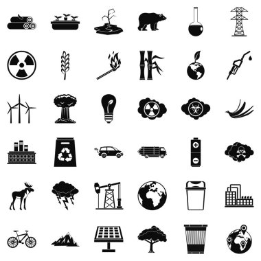Ekoloji Icons set, basit tarzı
