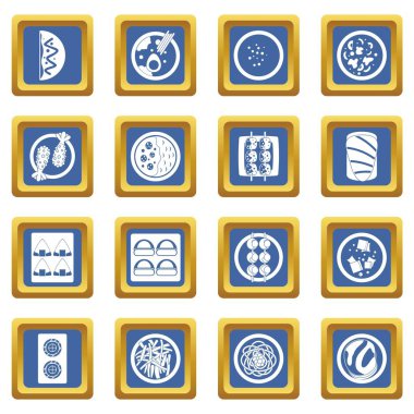 Japonya gıda simgeleri mavi ayarla