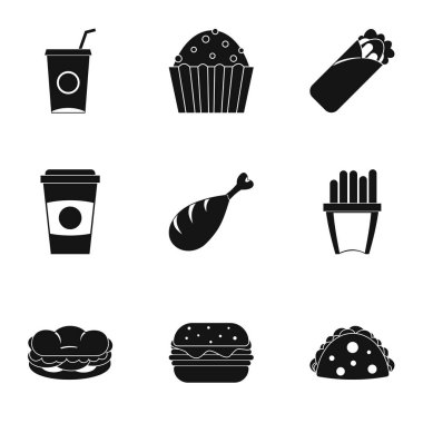 Lezzetli lokanta simge seti, basit tarzı