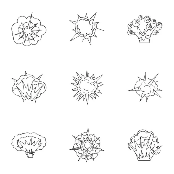 Conjunto de diferentes iconos de explosión, estilo de contorno — Vector de stock
