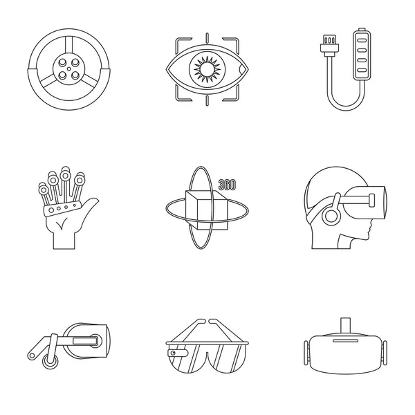 Futuristic reality icons set, outline style — Stock Vector