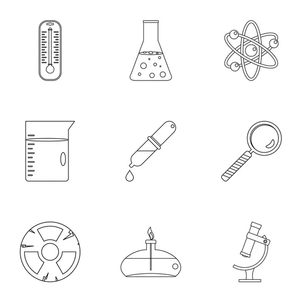 Chemie wetenschap pictogrammenset, Kaderstijl — Stockvector