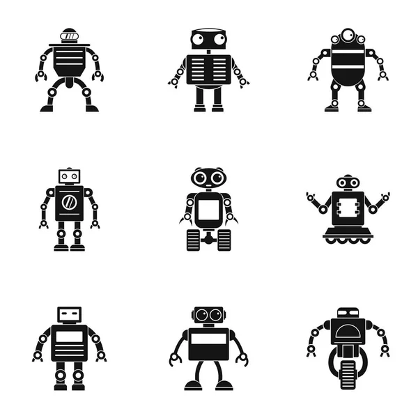 Cyborg Icons Set, einfacher Stil — Stockvektor