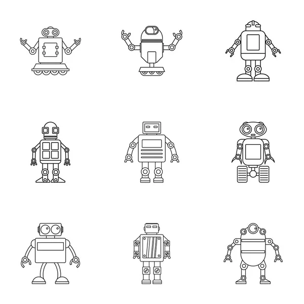 Conjunto de iconos de Cyborg, estilo de esquema — Vector de stock