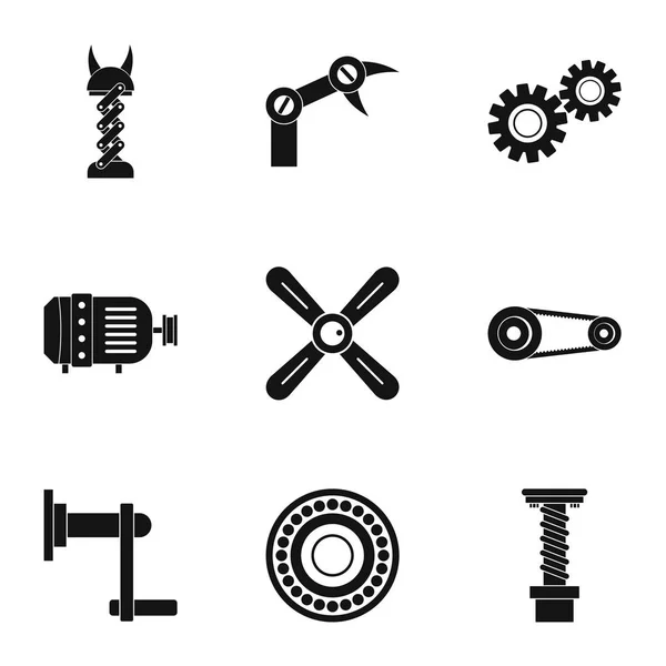Mechanismus Teile Icon Set, einfacher Stil — Stockvektor