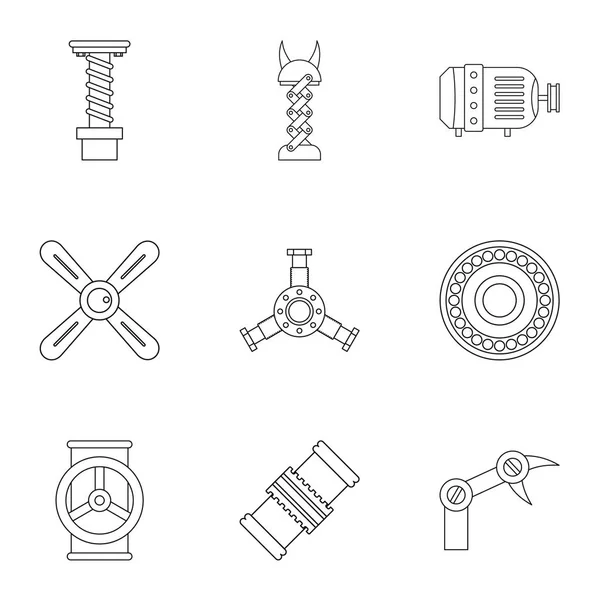 Conjunto de iconos de piezas de automóviles, estilo de esquema — Vector de stock