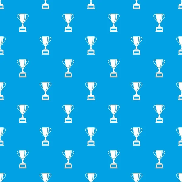 Ganar patrón de copa de oro sin costura azul — Vector de stock