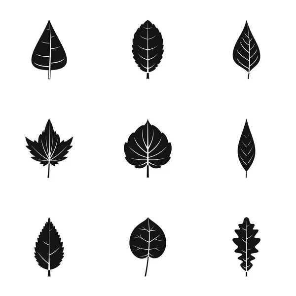 Conjunto de ícones de folha de primavera, estilo simples — Vetor de Stock