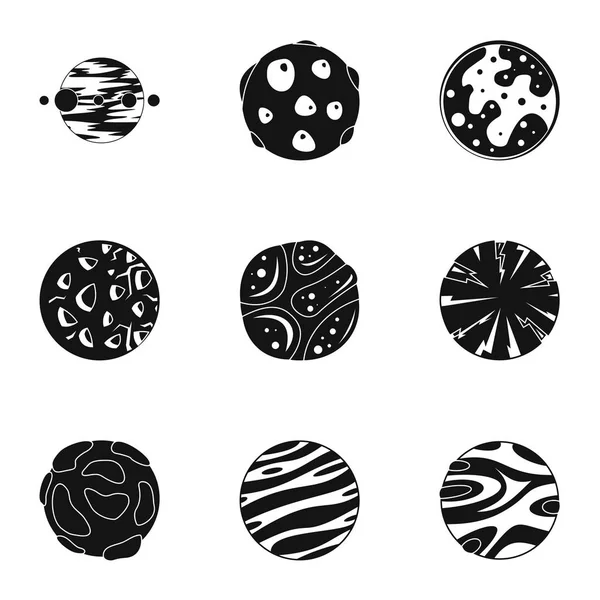 Conjunto de iconos del planeta Galaxy, estilo simple — Vector de stock