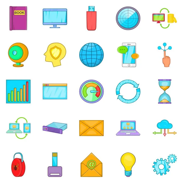 Conjunto de iconos de solicitud de datos, estilo de dibujos animados — Vector de stock