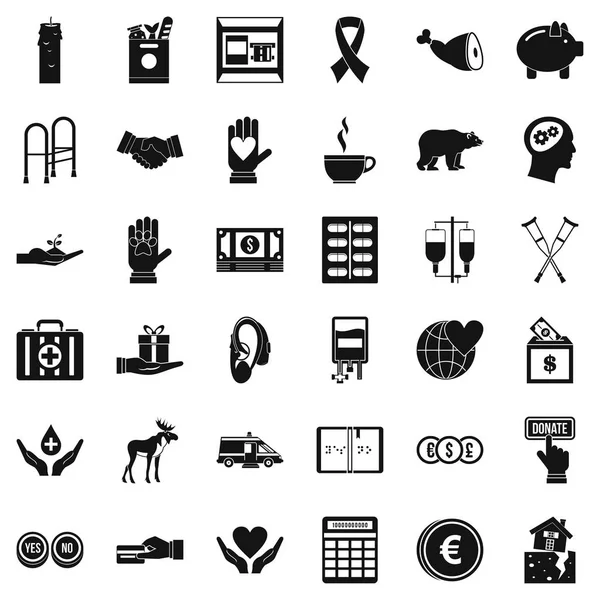 Bağış iş Icons set, basit tarzı