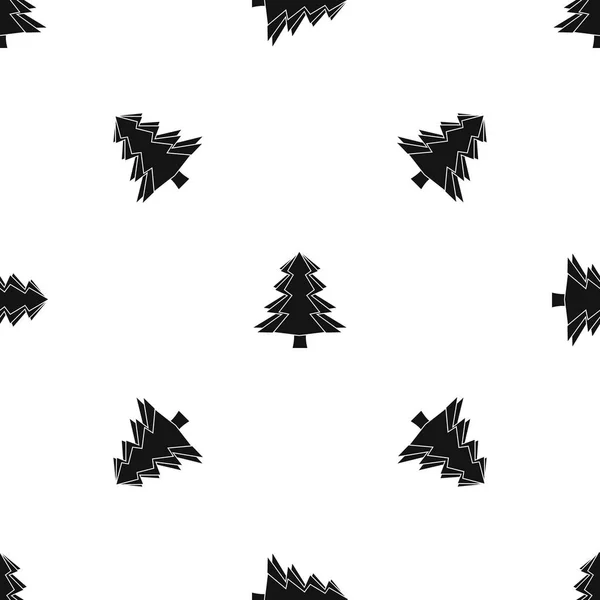 Fir tree patroon naadloos zwart — Stockvector