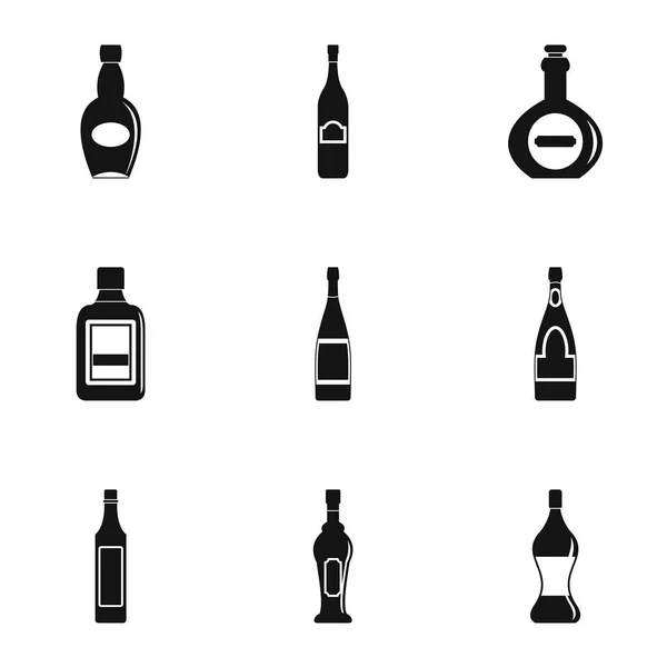 Set de iconos de botellas de vidrio, estilo simple — Vector de stock