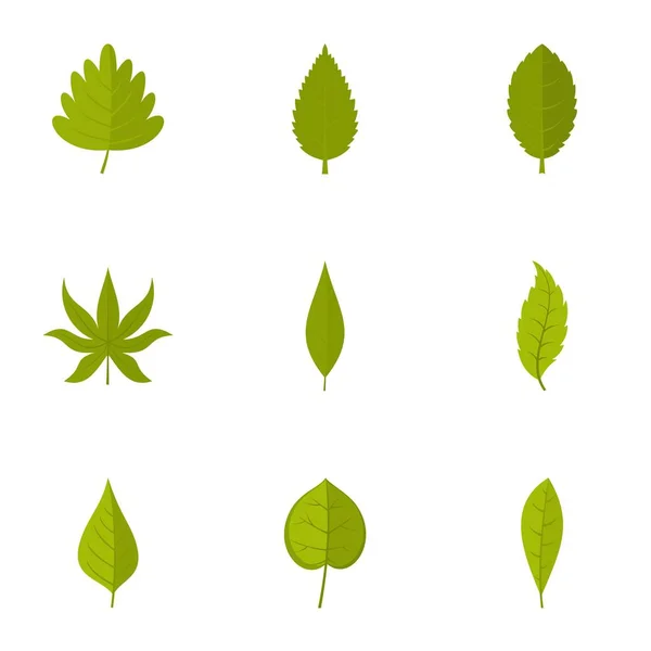 Набір значків силуету листя, плоский стиль — стоковий вектор
