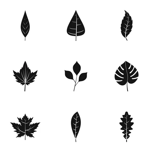 Набір піктограм силуету листя, простий стиль — стоковий вектор