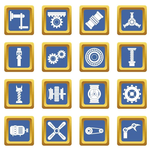 Techno mekanizmaları seti simgeleri mavi ayarla