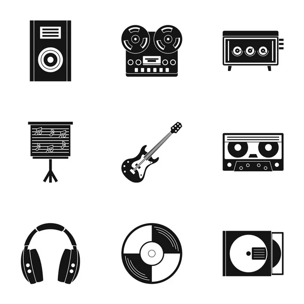 Musik-Zeug-Icon-Set, einfacher Stil — Stockvektor