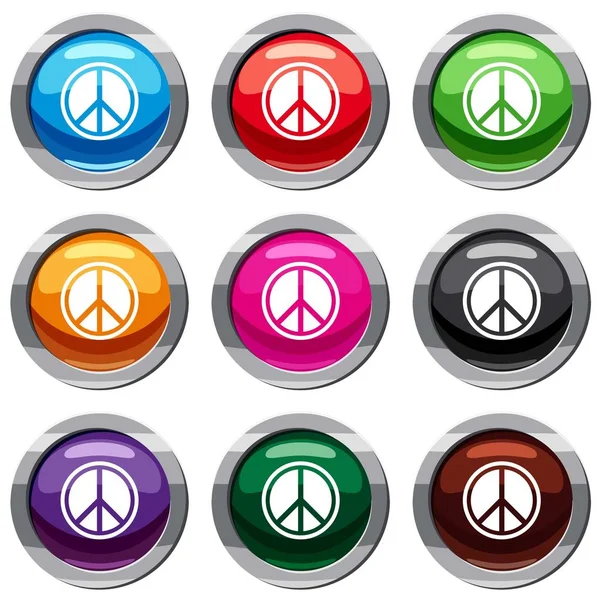 Sign hippie peace set 9 collection — Stock Vector