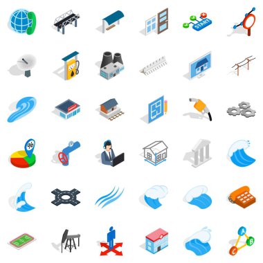 Elektrik operatör Icons set, izometrik stili