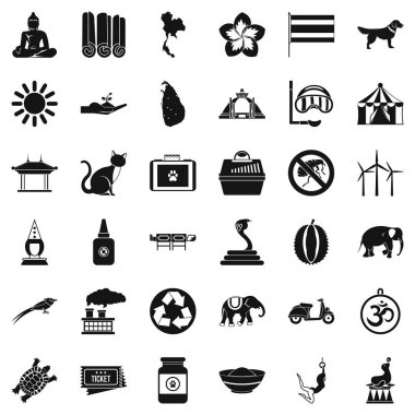 Sirk fil Icons set, basit tarzı