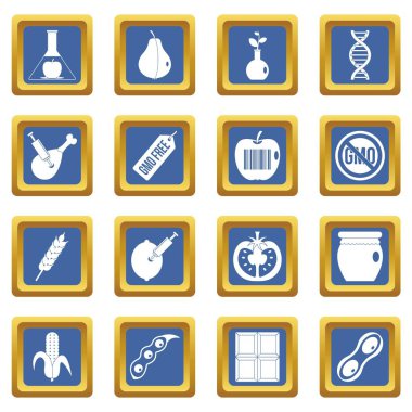 İzole mavi renk vektör çizim web ve herhangi bir tasarım için ayarla GDO simgeler