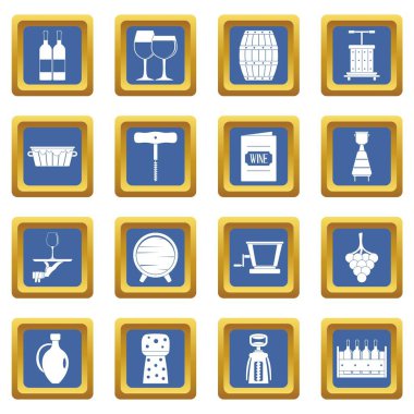 Şarap simgeleri mavi ayarla