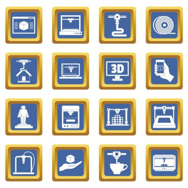 3D baskı simgeleri mavi ayarla