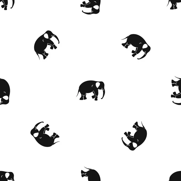 Patrón elefante sin costura negro — Vector de stock