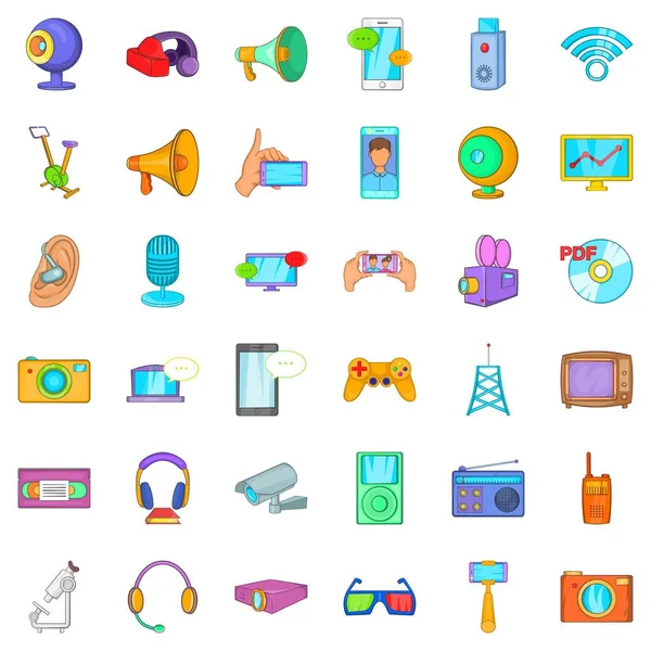 Conjunto de iconos de dispositivo electrónico, estilo de dibujos animados — Vector de stock