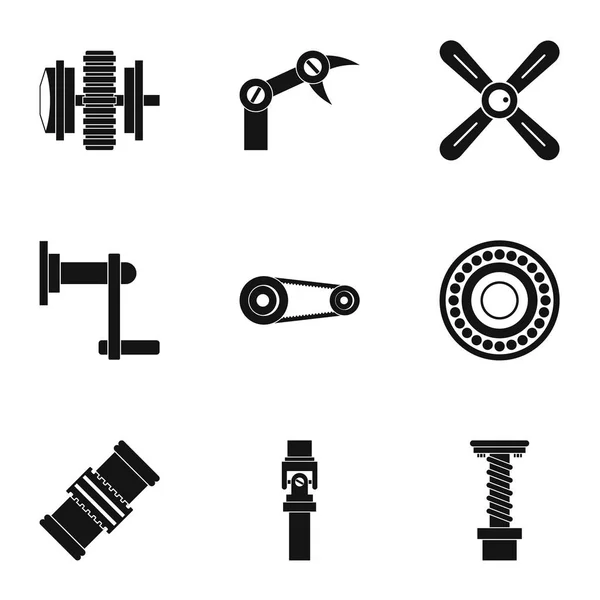 Maschinen Getriebe Icon Set, einfacher Stil — Stockvektor