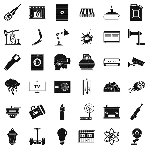 Save energy icons set, simple style — Stock Vector