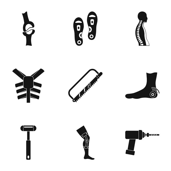 Conjunto de iconos traumatológicos y ortopédicos, estilo simple — Vector de stock