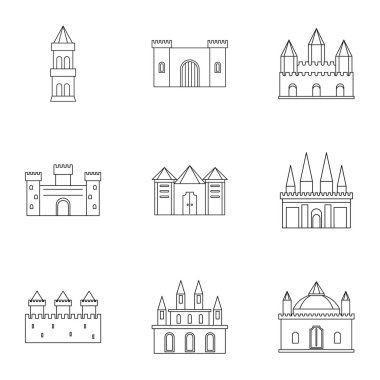 Antik kaleler simge seti, anahat stili