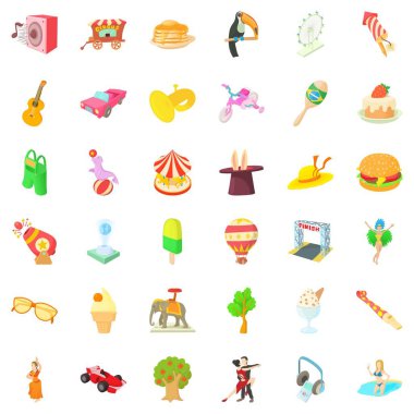 Eğlence Parkı Icons set, karikatür tarzı