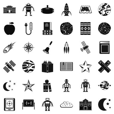 Astronomi kitabı Icons set, basit tarzı
