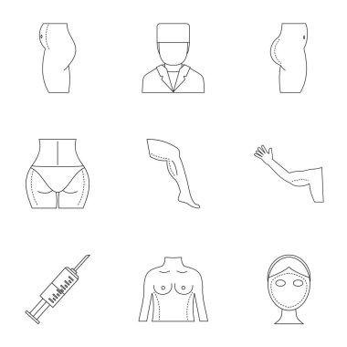 Vücut düzeltme simge seti, anahat stili