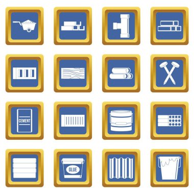 Malzemeler simgeleri mavi binada